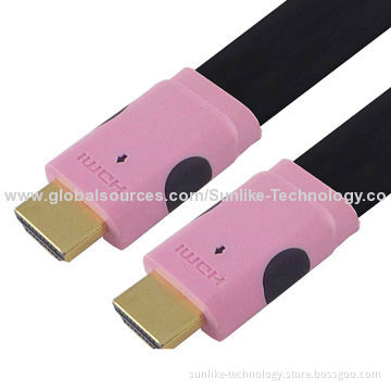 HDMI Cables, Double-color Molding Type, Flat Cable, 24K Gold-plated Connector